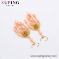 29003 Xuping Indian Gold Schmuck Quasten Design Perle Rose Blume Design Gold Tropfen Ohrringe
